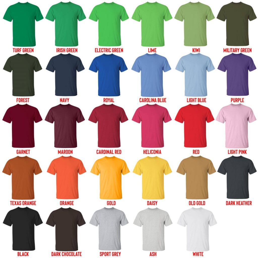 t shirt color chart - Herencia De Patrones Store