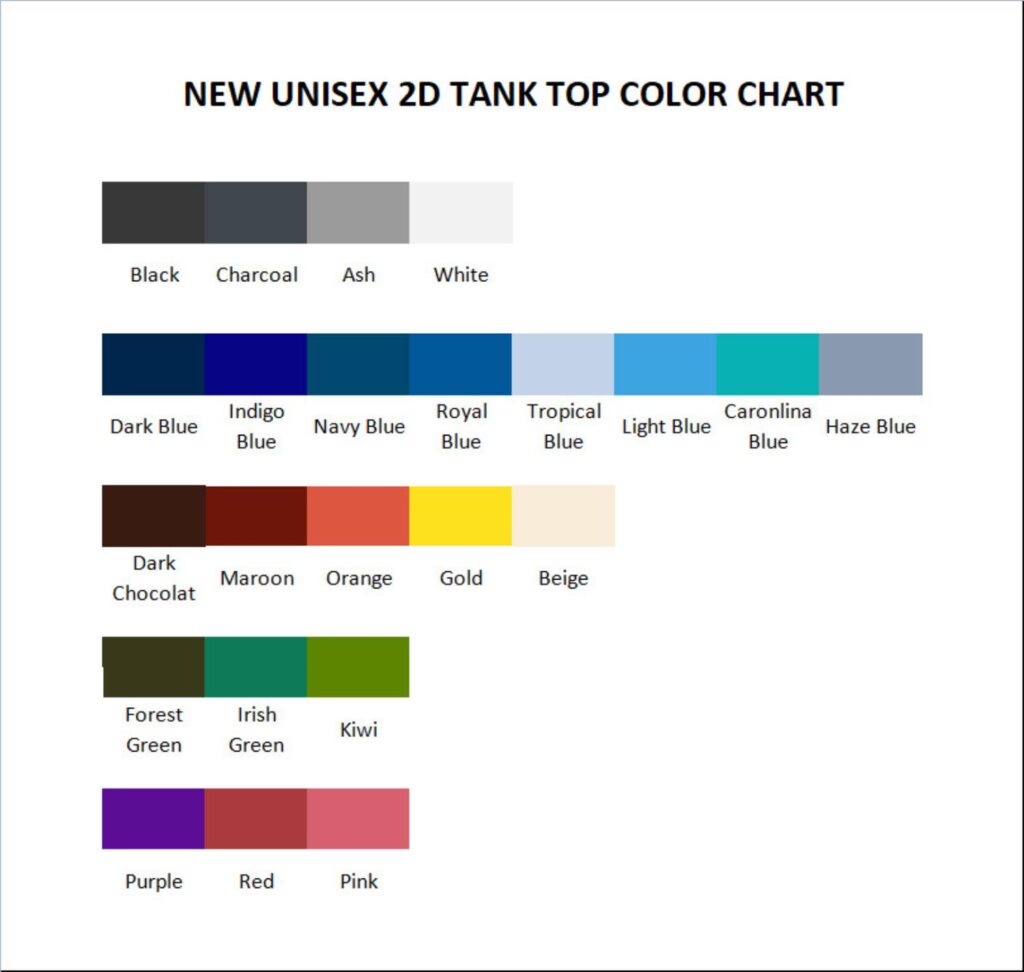 tank top color chart - Herencia De Patrones Store